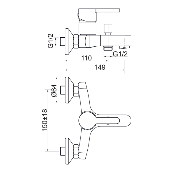 35-05L ETA  Смеситель для ванны  ARGO kran 3505leta - Вид №1