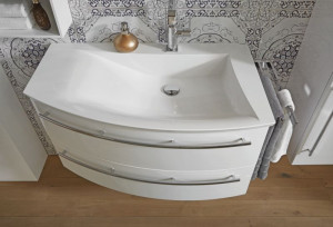 WUA369009L(769/169) Puris Crescendo, тумба под раковину 900 мм левая, цвет серый структурный