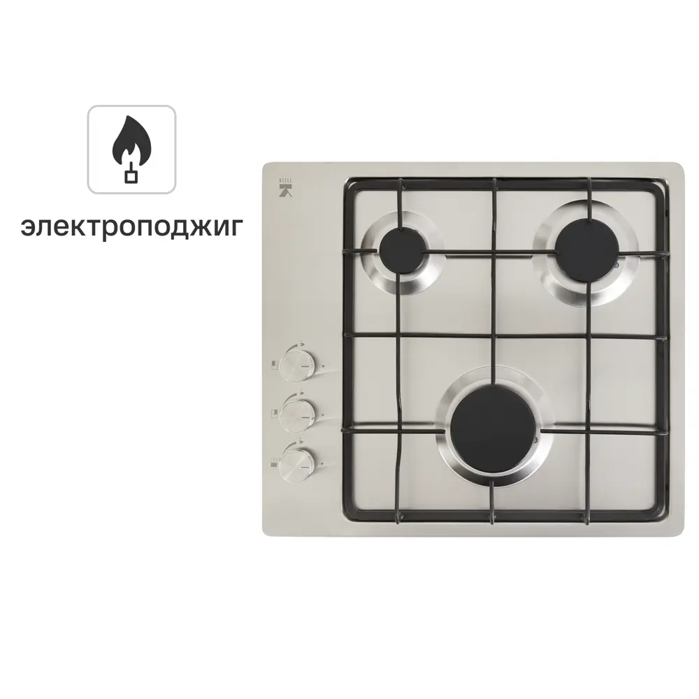Газовая варочная панель Kitll KGS 4501 INOX 45 см 3 конфорки цвет нержавеющая сталь STLM-2117620