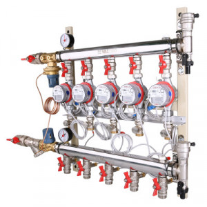 VT.GPA.05S04.R2 Узел этажный для поквартирного учета тепловой энергии с автоматическим регулятором перепада давлений Valtec 3/4", 2 вых., ввод справа