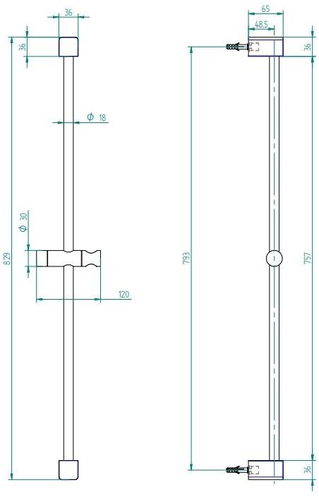 Встроенное управление с душевой штангой и ручным душем Qquadro Santreyd sun-id-1350631 - Вид №5