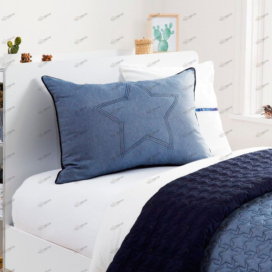 Покрывало с подушкой 90х200 см синее Denim CILEK WHITE 00-3832462 Синий Santreyd 