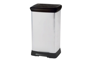 16376912 Контейнер для мусора с педалью DECO BIN 50л, цвет металлик 02162-582 CURVER