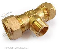 Тройник труба-труба-наружная резьба 15*15мм*1/2 дюйма Flexible hose Россия BTM15