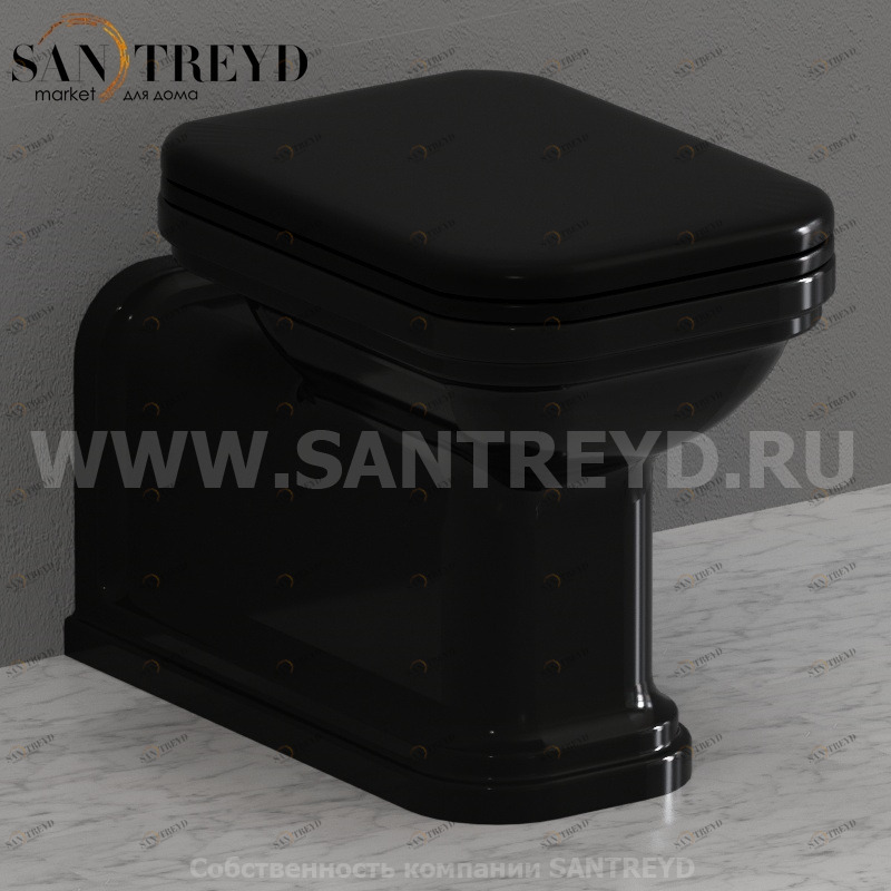 411604 Приставной унитаз напольный Черный Kerasan Waldorf Италия