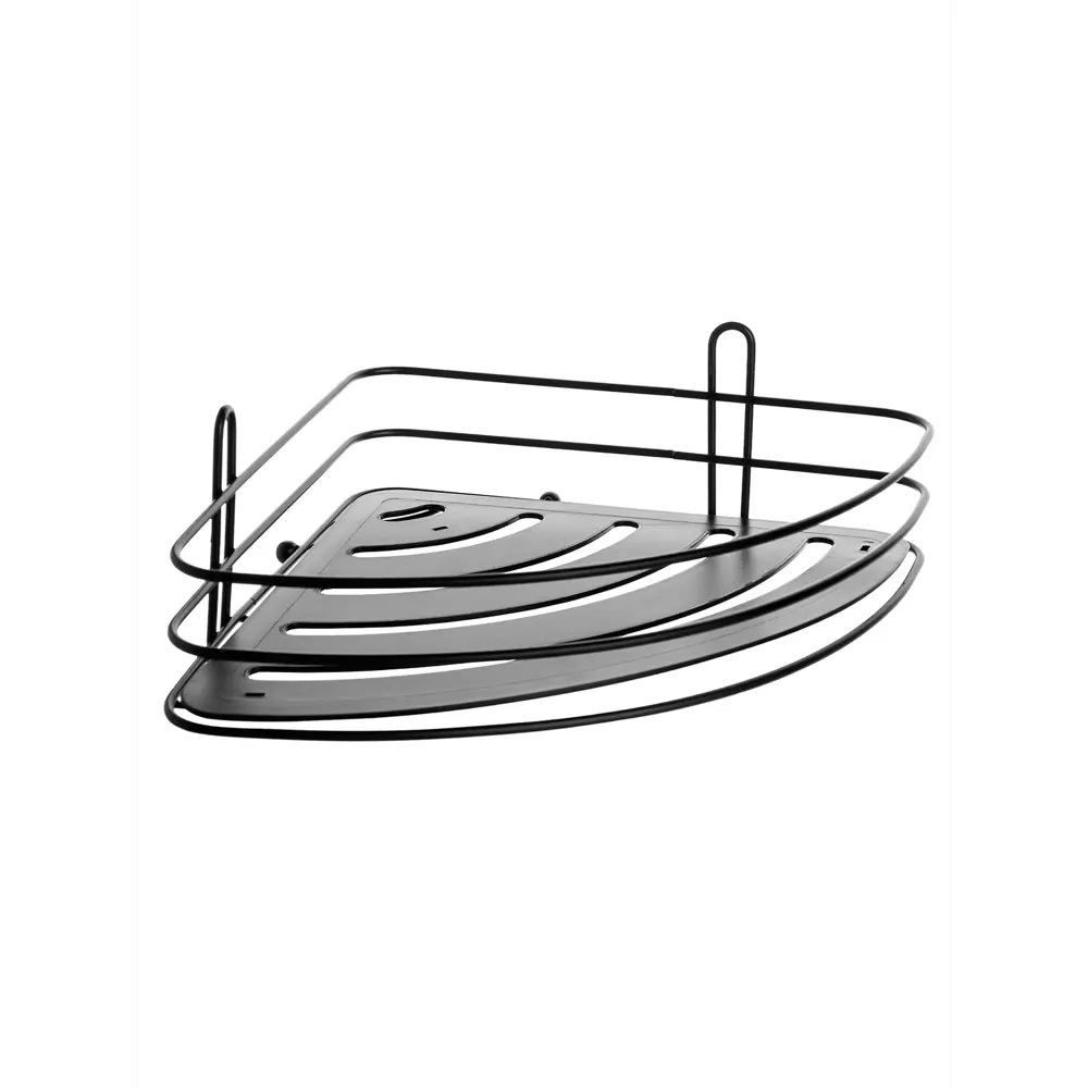 Полка для душа Delphinium Блэки угловая 1 ярус цвет черный матовый STLM-2146895