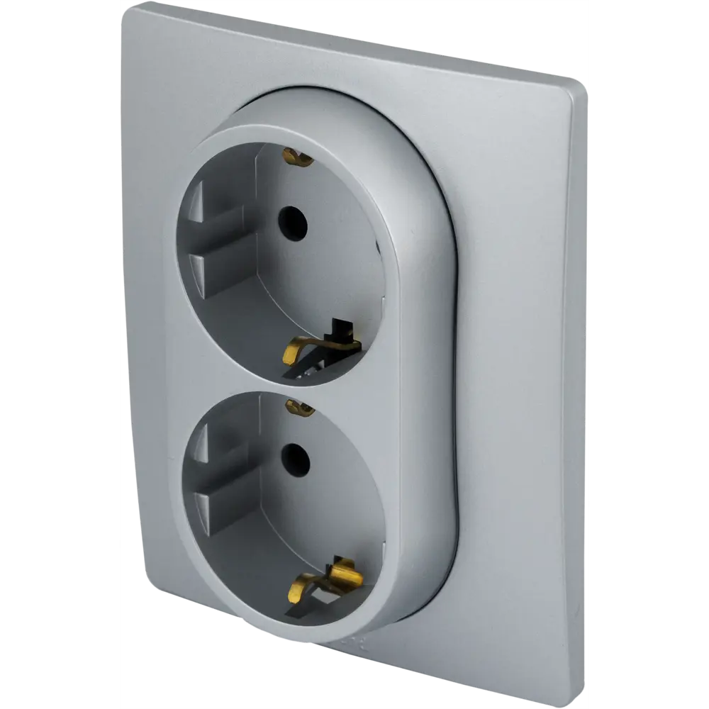 Legrand Etika — двойная розетка с заземлением в алюминиевом исполнении 82496555 STLM-0028728 - Вид №1