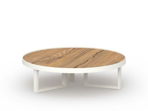 Круглый низкий стол из тикового дерева