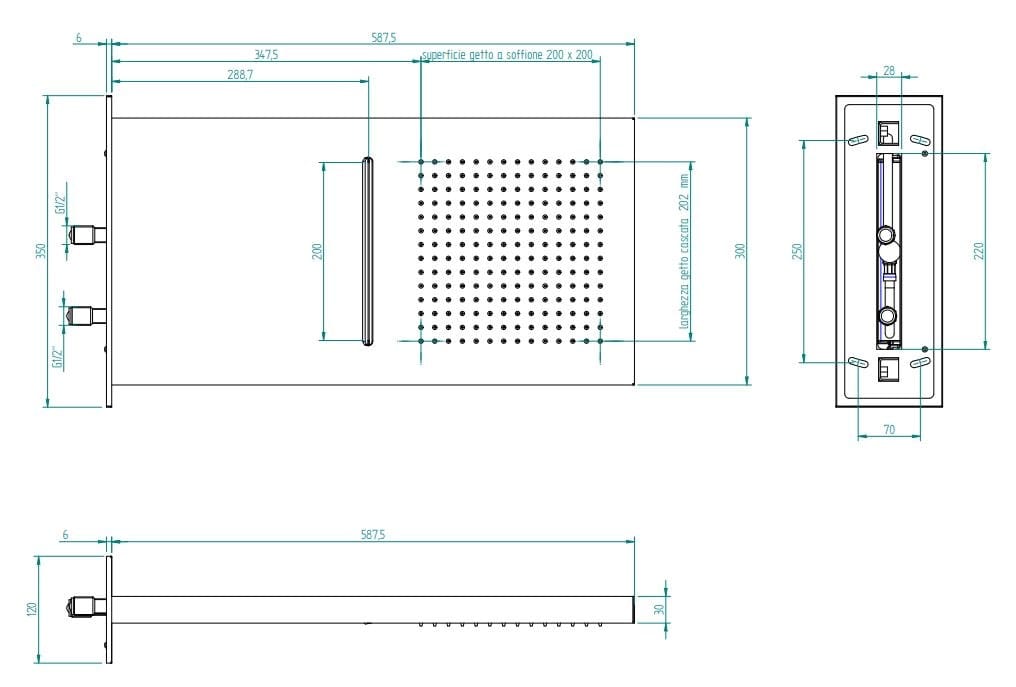 Душевая головка с 2 струями Zazzeri Shiro ARCH-00057192 - Вид №5