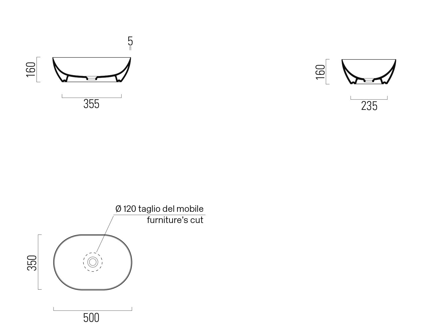 Керамическая овальная столешница GSI ceramica Color Elements ARCH-00101891 - Вид №5