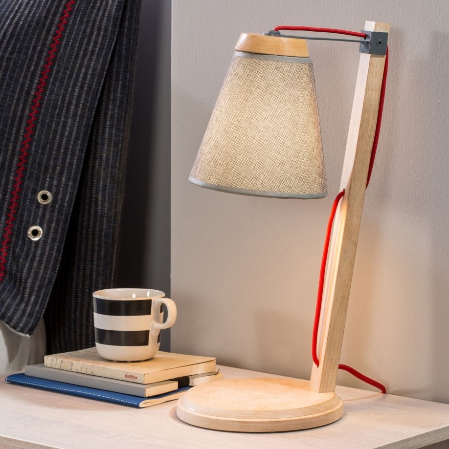 Настольная лампа деревянная Trio CILEK TRIO 00-3832413 Бежевый;серый Santreyd - Вид №1