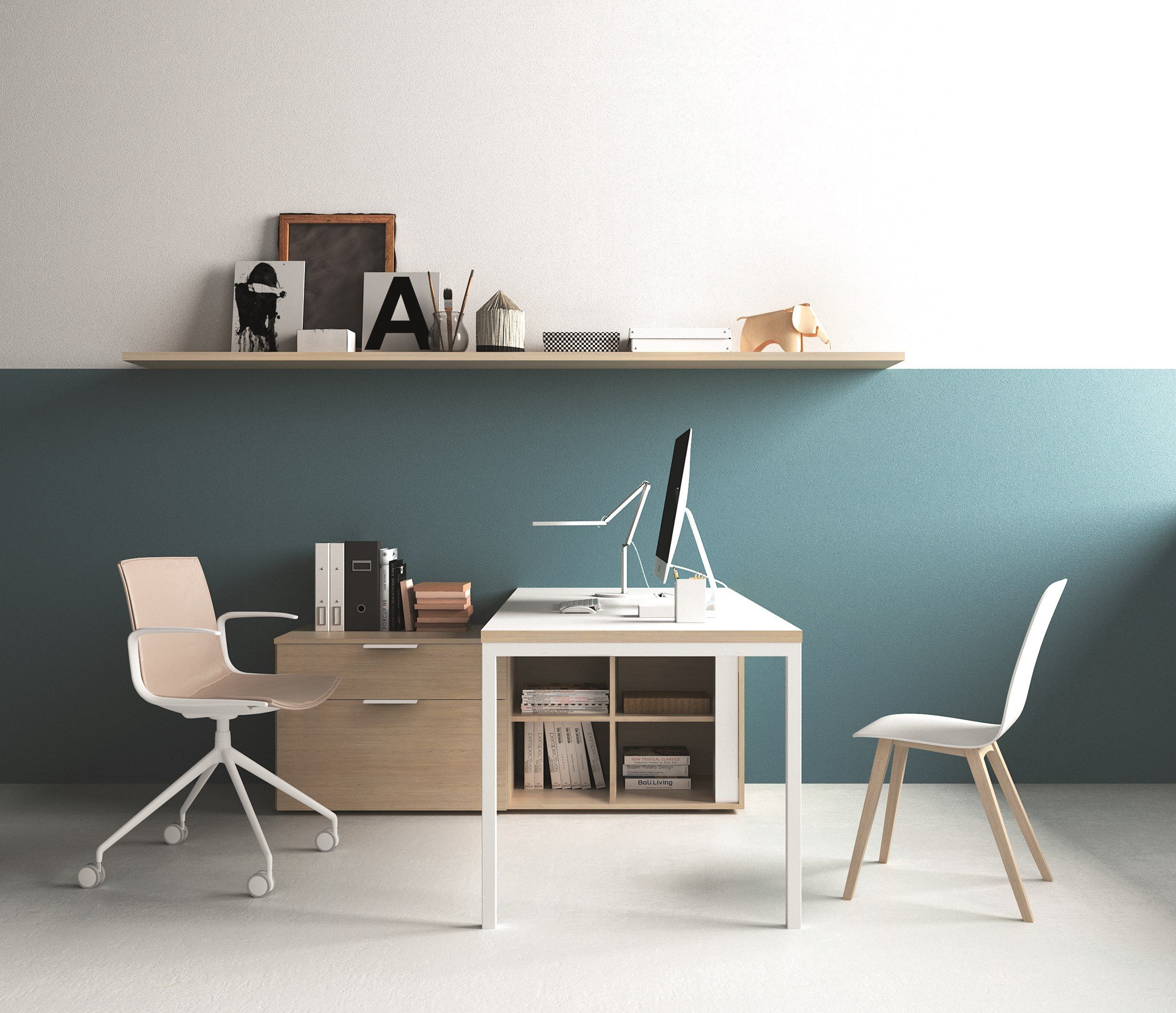 Деревянный прямоугольный стол со встроенной полкой Martex Agile ARCH-00043041