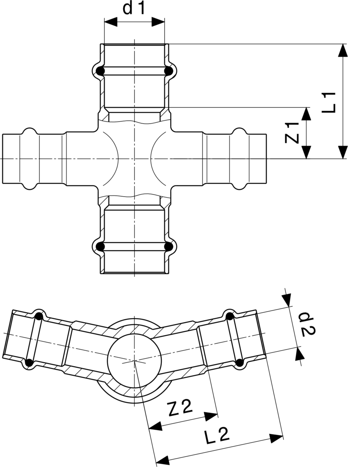 325 985 Модель 2247 Трубопроводные системы  Profipress  Коллекторы, крестовины Santreyd  - Вид №3