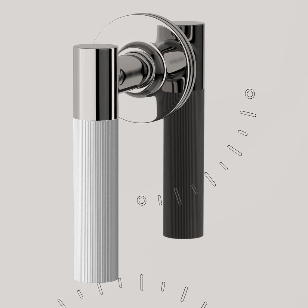 BTH32D Интегрированная термостатическая накладка и регулировка объема серии Bond Union с ручкой и ручками с эмалированными гильошированными линиями Waterworks - Вид №1