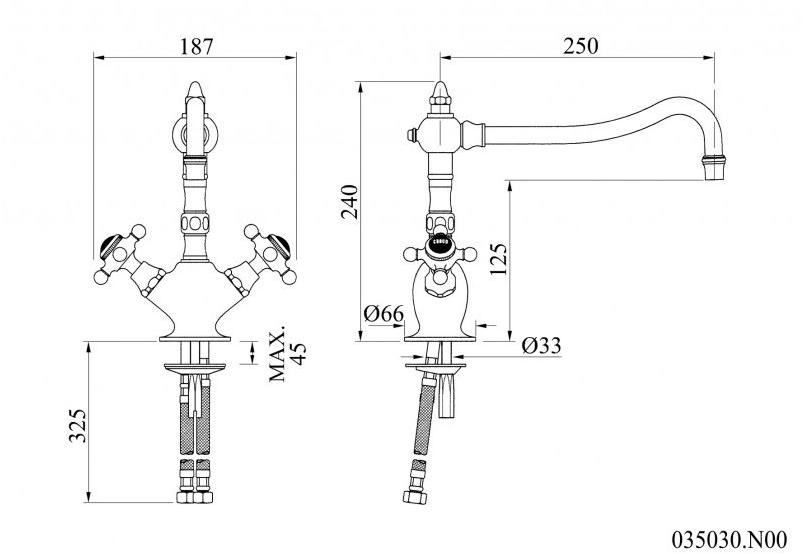 Bronces Mestre Хромированный кухонный смеситель Retro 035030.n00.50 - Вид №1