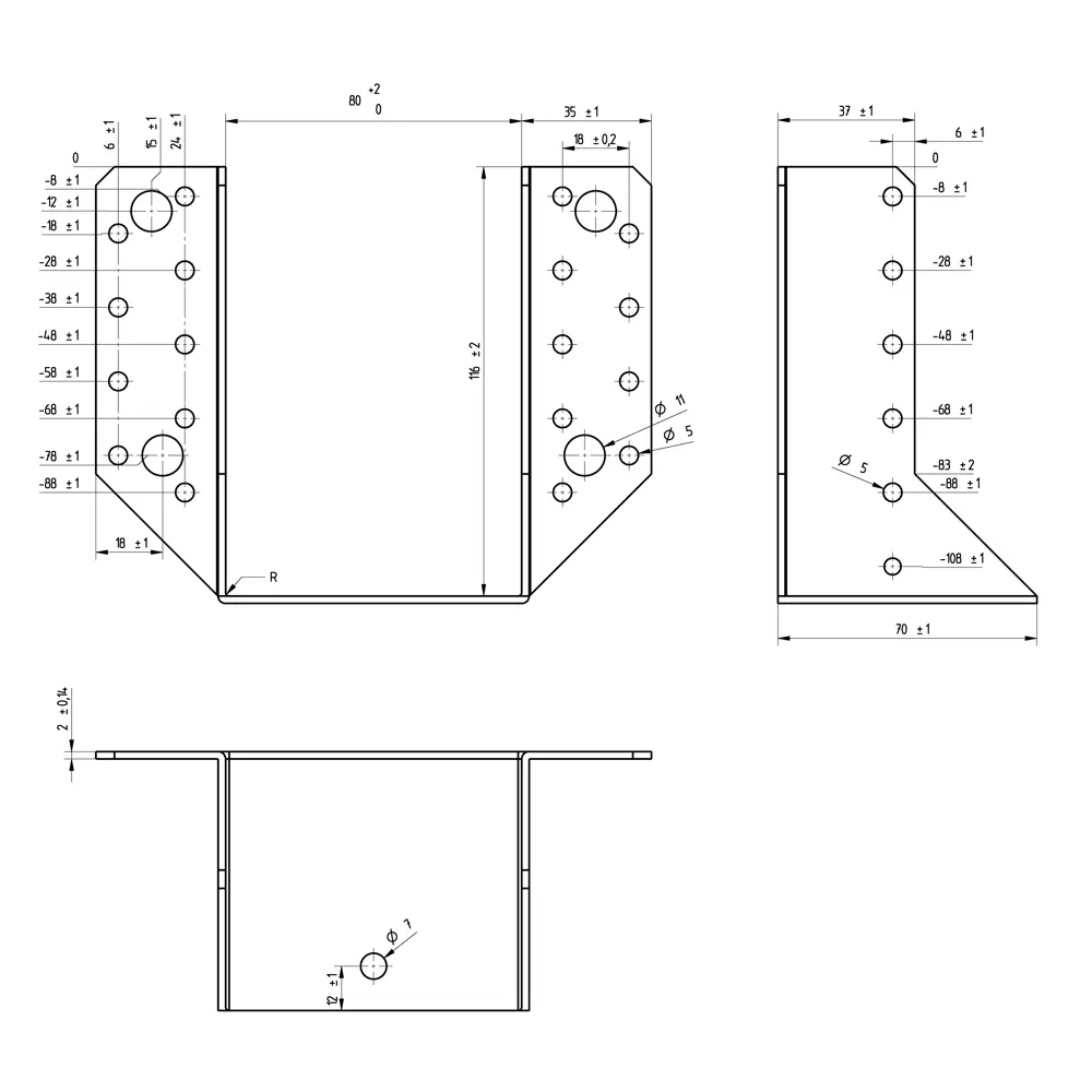 Держатель балки перфорированный 80x120 мм тип А ALBERTS STLM-2156810 - Вид №2