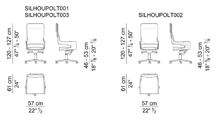 Кожаное офисное кресло с высокой спинкой i 4 Mariani силуэт ARCH-00090490 - Вид №2