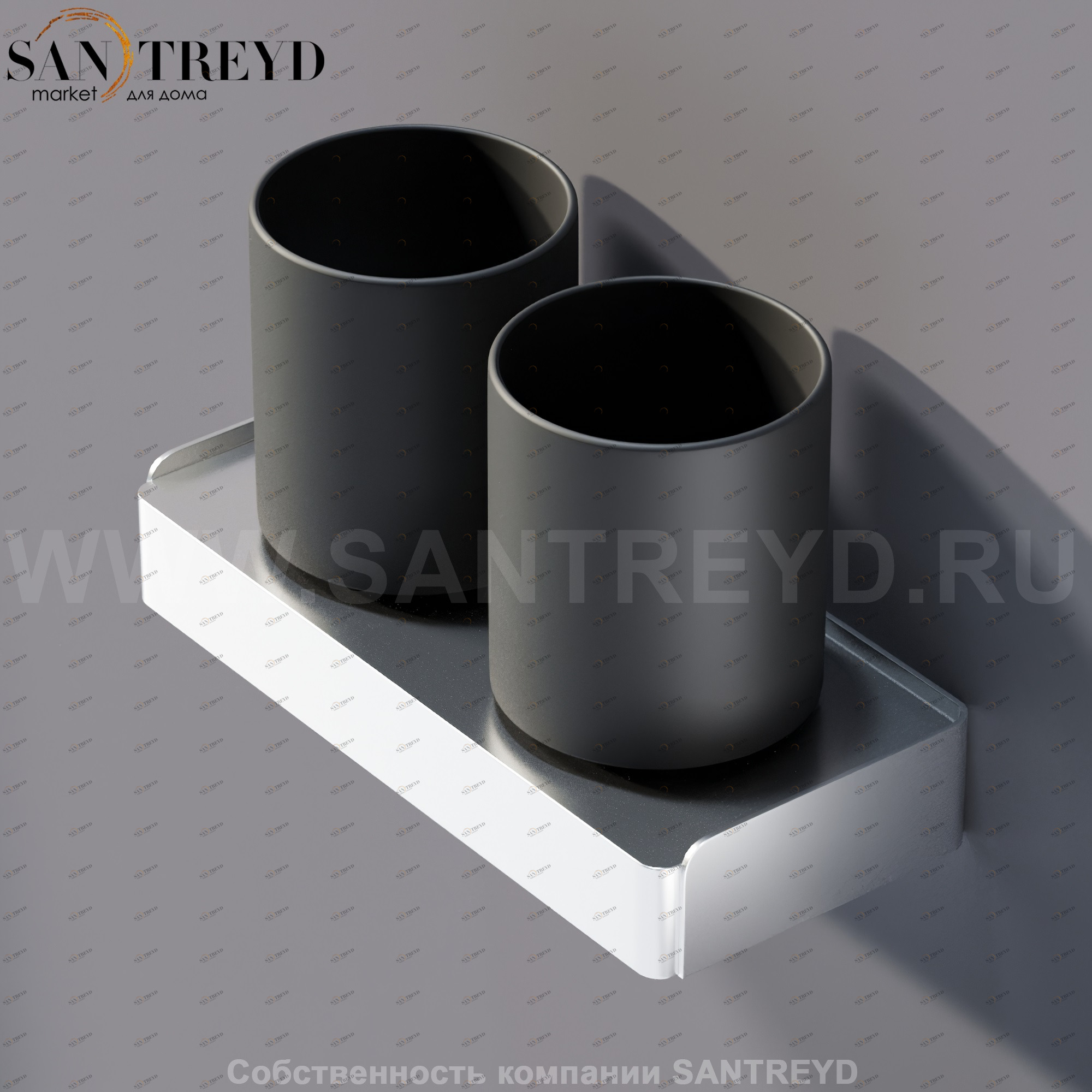 Agape MACH Двойной держатель для зубных щеток хромированный сатин AMAC0656SP