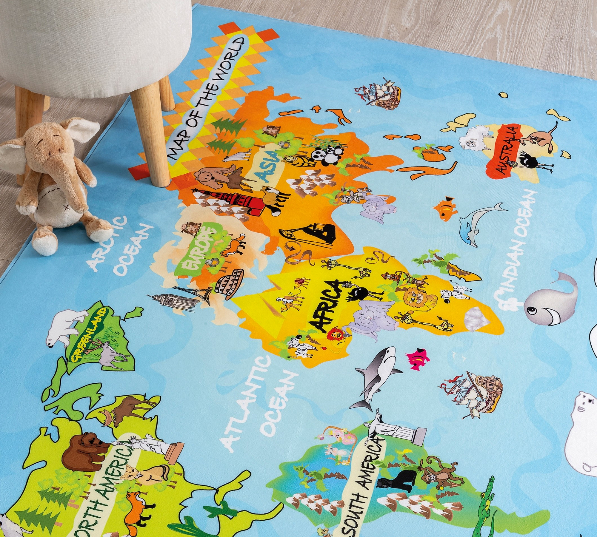 Ковер детский 100х150 см "Карта мира" Gravity World CILEK  00-3832215 Разноцветный Santreyd  - Вид №2
