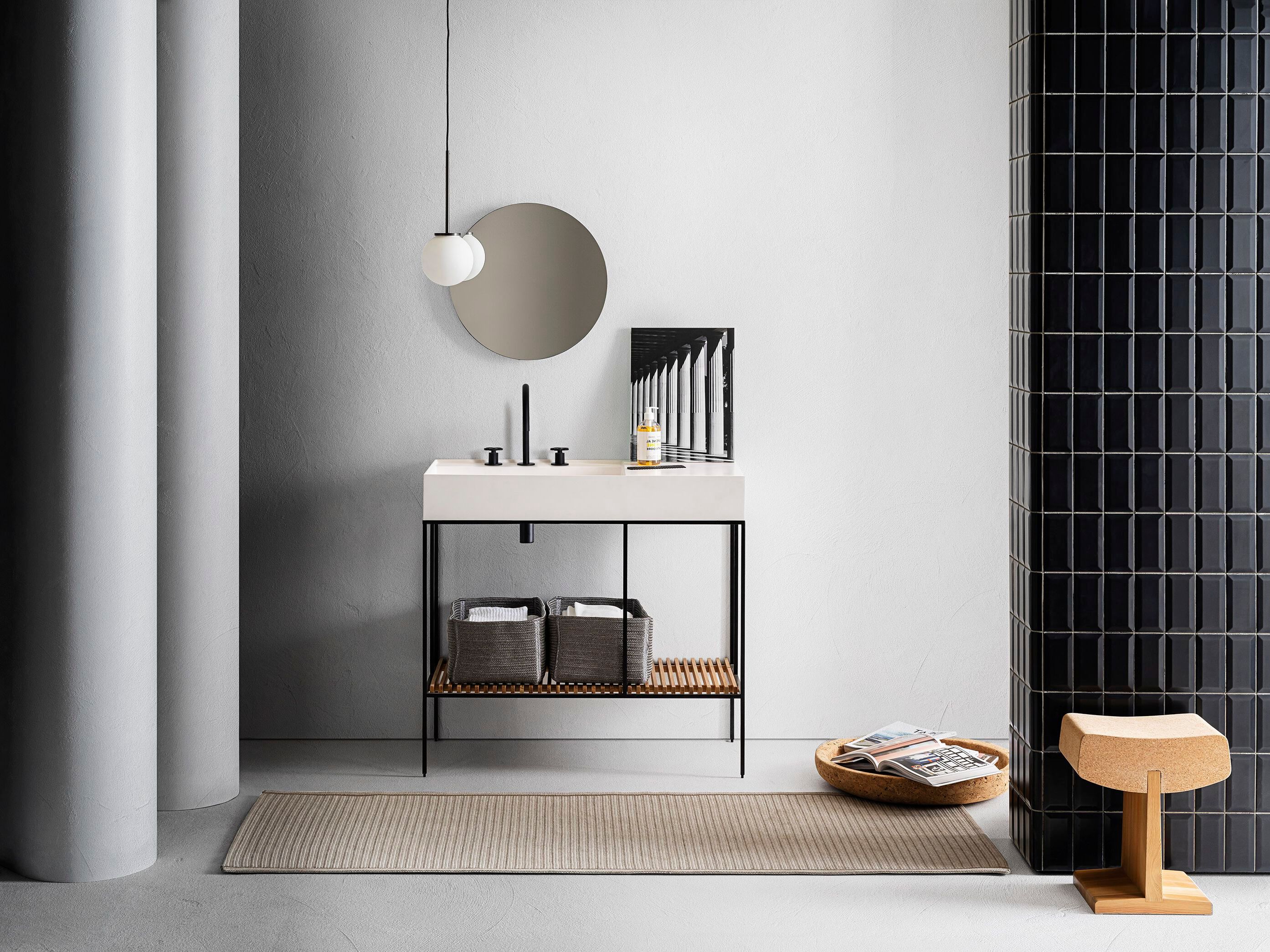 Состав ванной комнаты с раковиной, зеркалом и лампой Pirovano Element ARCH-00089478 - Вид №1