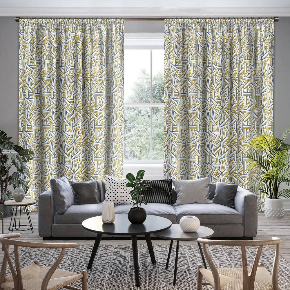 Ткань 1 м/п Геометрия велюр 290 см цвет желтый GARDEN STLM-2160083 - Вид №5