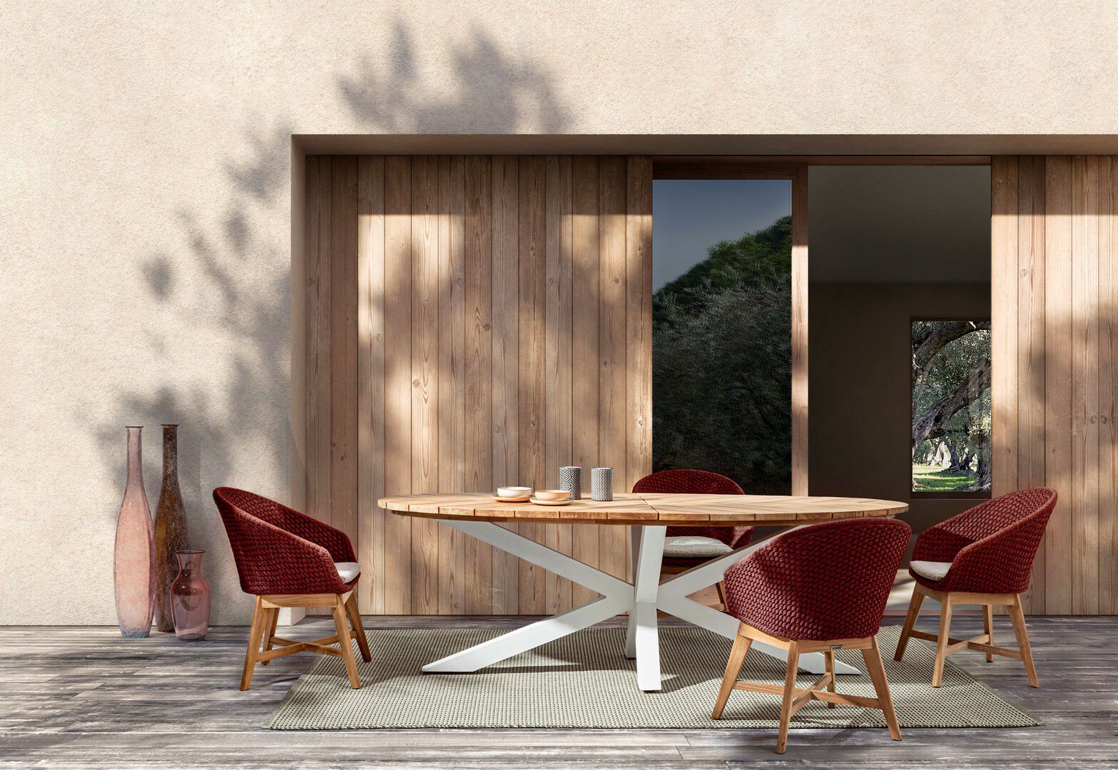 Овальный стол для сада из алюминия и тика BIZZOTTO PALMDALE ARCH-00071500 - Вид №8