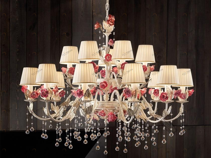 Masiero Металлическая люстра с кристаллами Ceramic garden sun-id-1471680