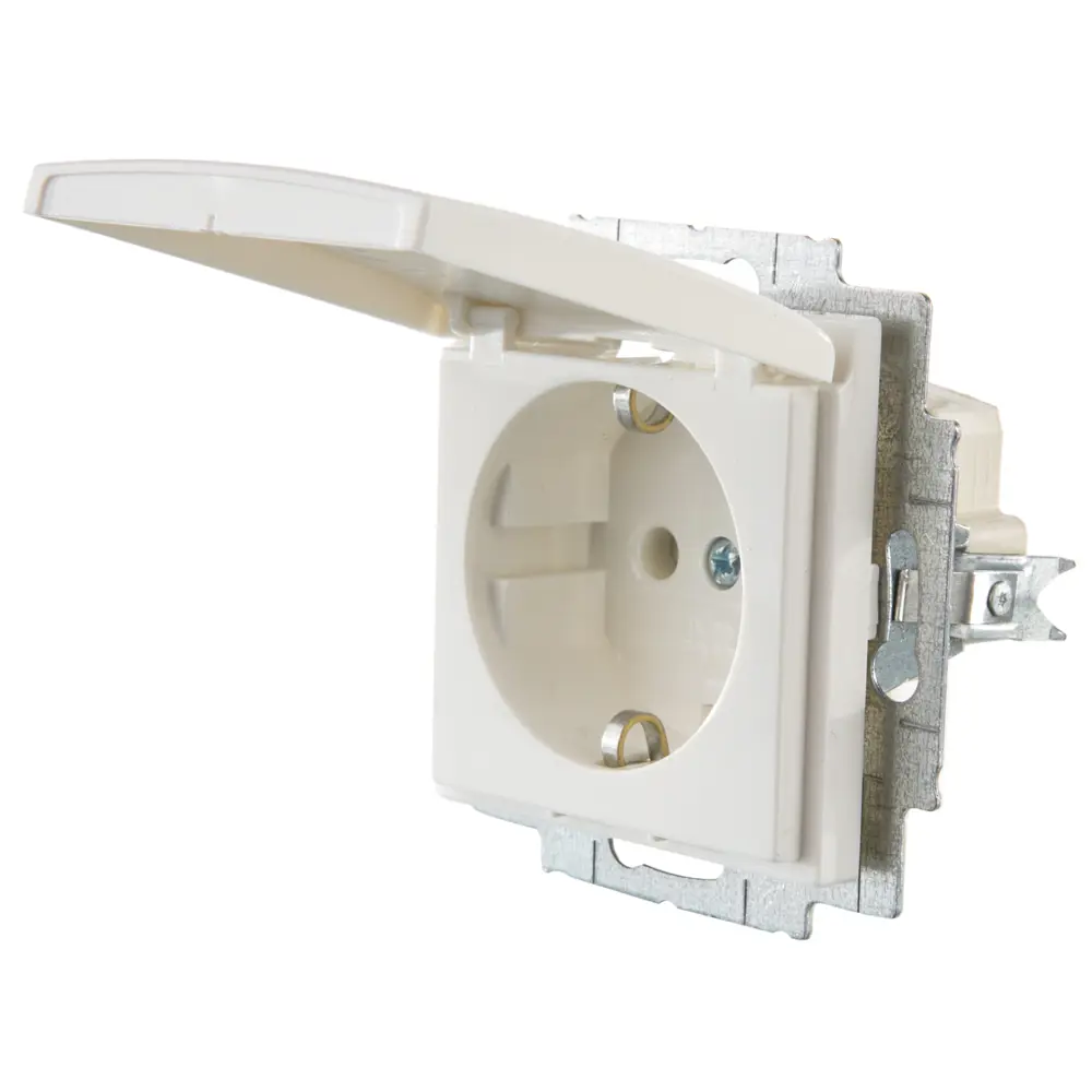 Розетка встраиваемая ABB Basic 55 с заземлением с крышкой цвет белый STLM-2118164 - Вид №1