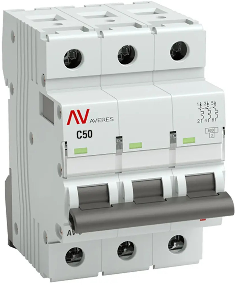 Автоматический выключатель EKF AV-6 3P 50А для защиты электросетей 84579891