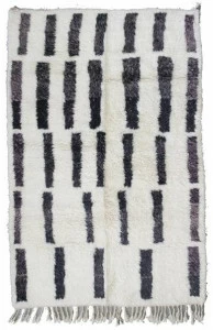 AFOLKI Прямоугольный шерстяной коврик с длинным ворсом и узором Beni ourain Taa1262be