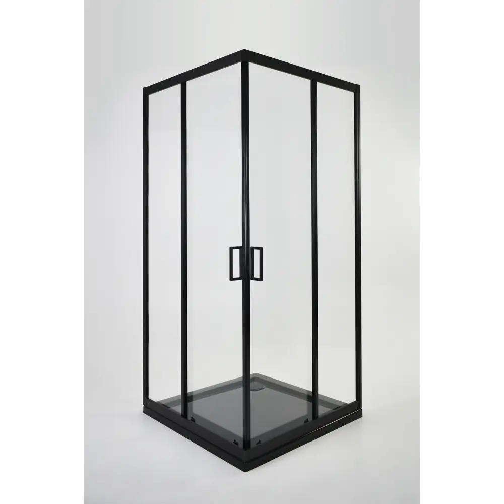 Душевая ширма Метакам Apart Black квадратная 90x90x185см цвет профиля черный раздвижная стекло 4мм прозрачное STLM-2206302 - Вид №8