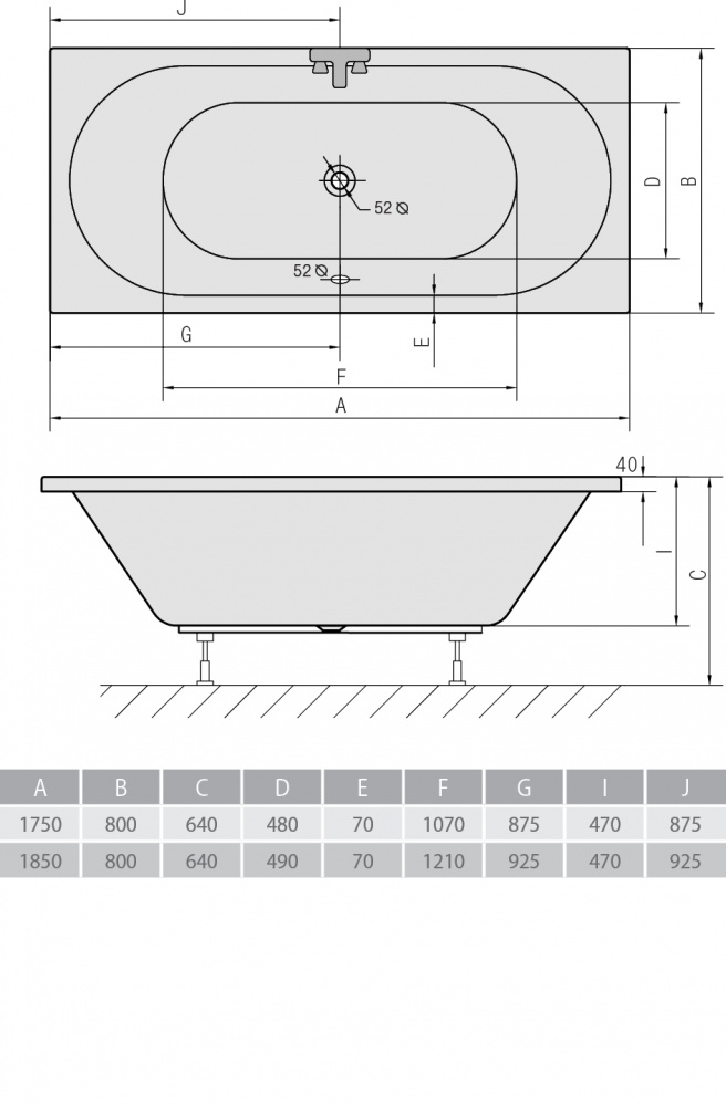 Акриловая ванна ALPEN Viva B 175 88119 - Вид №2
