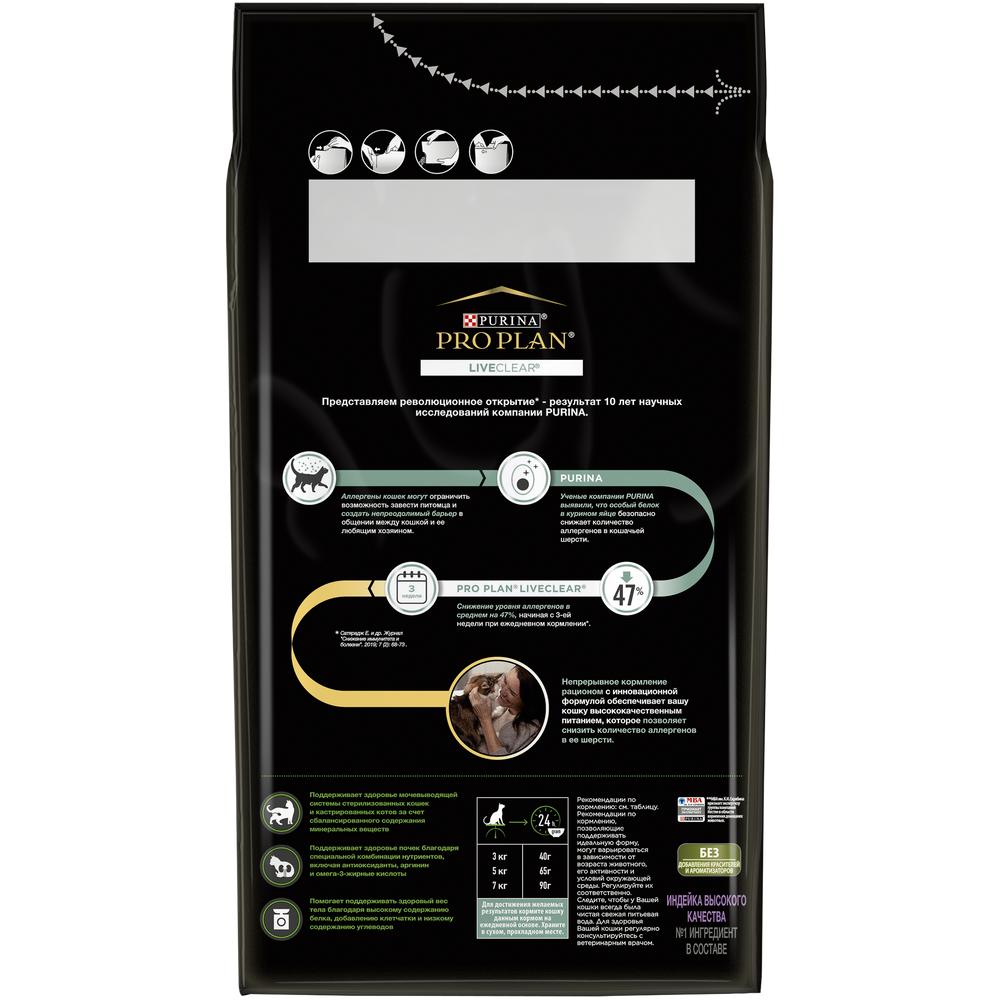 ПР0053589 Корм для кошек LiveClear для стерилизованных снижает количество аллергенов в шерсти, индейка сух. 1,4 кг Pro Plan  - Вид №1
