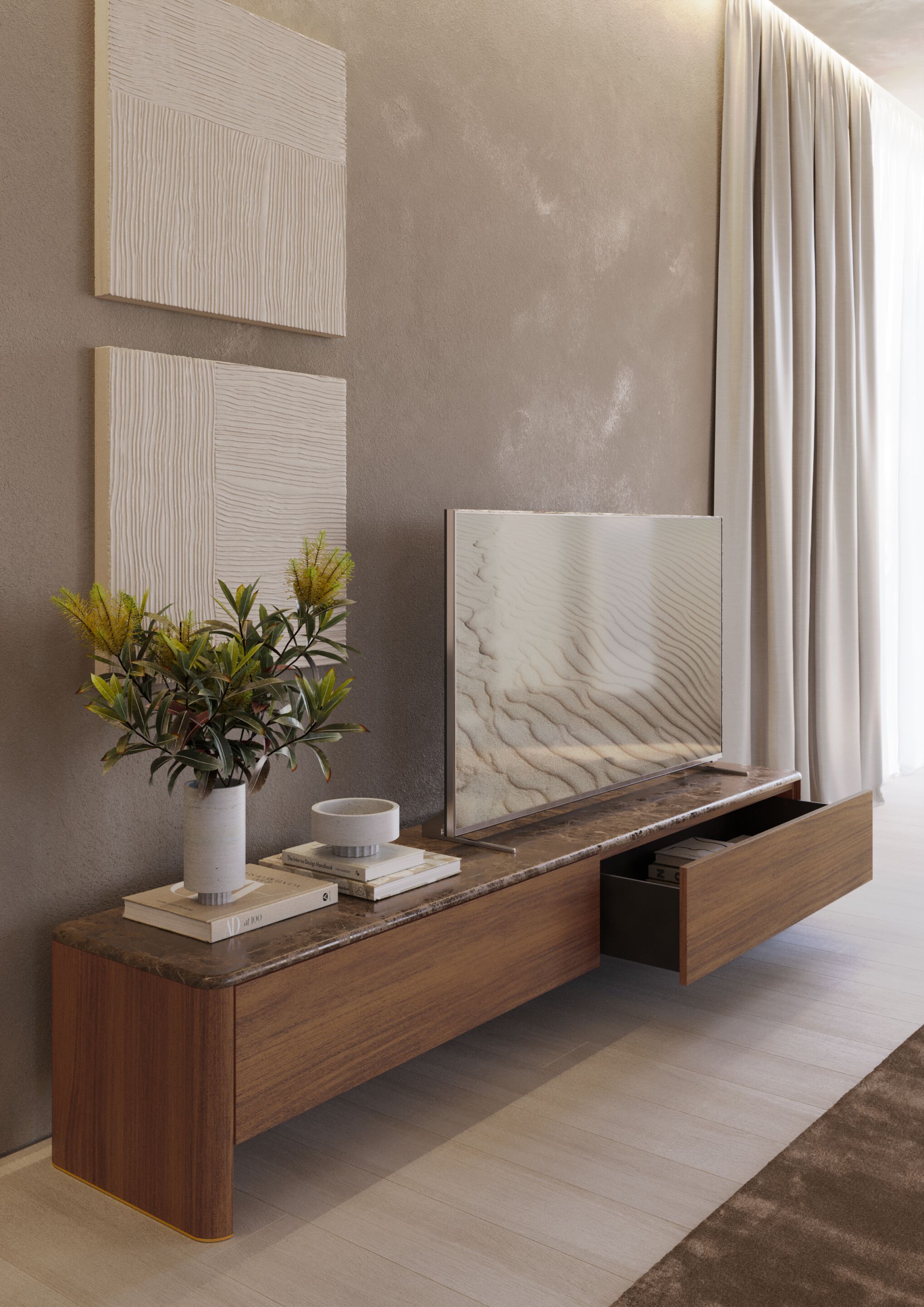 Деревянная консоль с мраморной столешницей Vibieffe 9575 XENIA CONSOLLE ARCH-00041876 - Вид №1