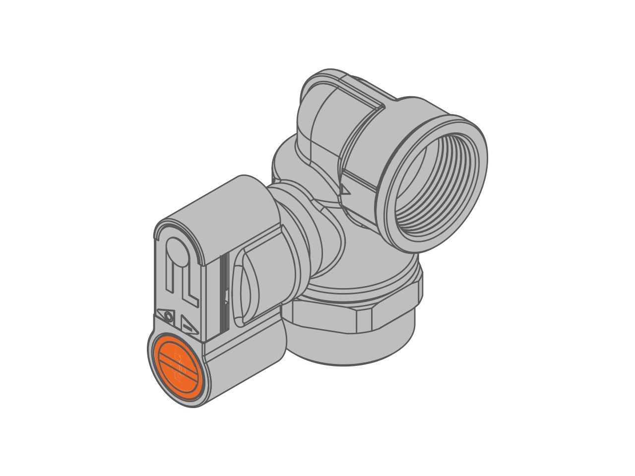 Запорный клапан с гнездом давления и предохранительной ручкой версия 90 ° справа TECO G2 Punto Orange® ARCH-00059930 - Вид №2