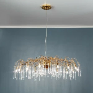 Люстра подвесная на 15 ламп золото Frezia Light 116018 FREZIA LIGHT ДИЗАЙНЕРСКИЕ 00-3953605 Золото;прозрачный