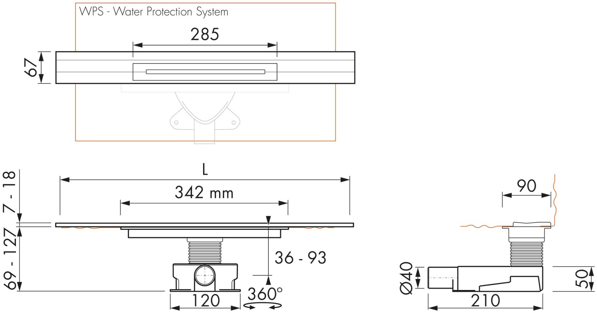 ESS Easy Drain Трап для душа из нержавеющей стали R-line sun-id-1383384 - Вид №5