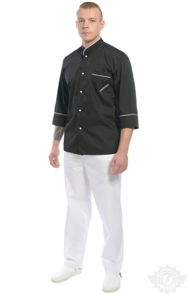 69105 Куртка поварская "Люкс-Лайт" черная  Повар  размер 56-58/170-176 Спецодежда  - Вид №6