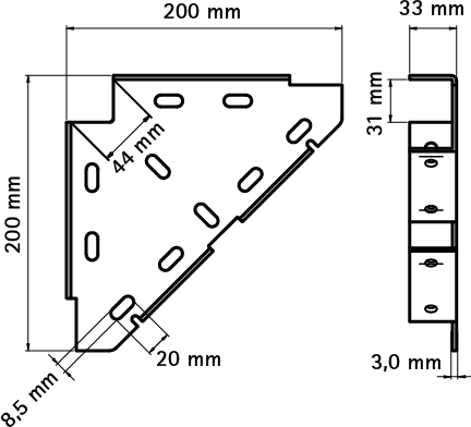 6593010 Монтажные профиля BIS Трёхгранный диагональный соединитель для создания конструкций из профиля RapidRail WALRAVEN  - Вид №1