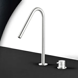 Смеситель для раковины сталь глянцевая с белой ручкой Toki Radomonte TKI31LCIL21