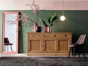 Devina Nais Комод с 3 дверцами и 4 ящиками из массива дерева English