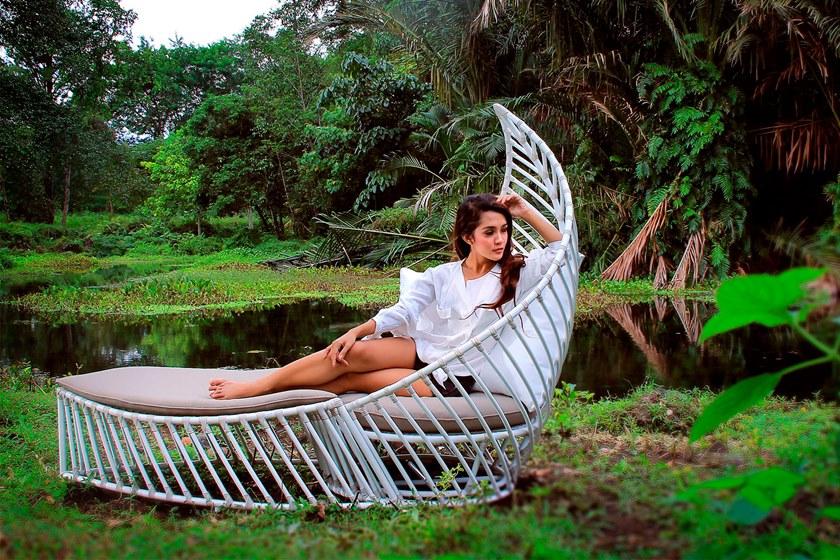 cbdesign Садовый табурет / подставка для ног из алюминия Foglia N121n1 - Вид №6