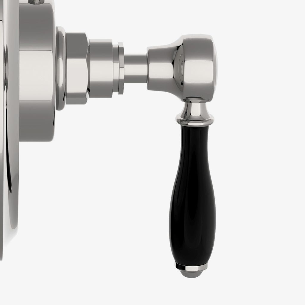 EATH19 Облицовка термостатического регулирующего клапана Easton Vintage с черной фарфоровой ручкой рычага Waterworks  - Вид №1