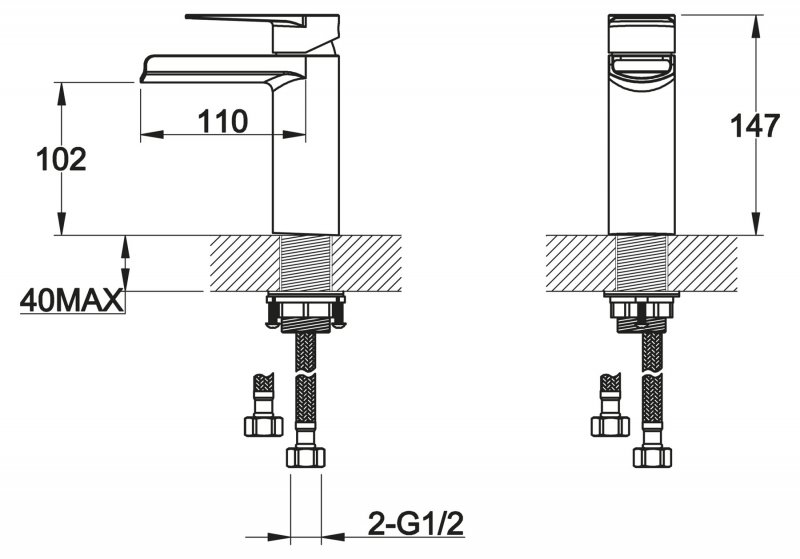 Смеситель на раковину CARIN CAR-LVM3-CRM BELBAGNO  - Вид №1