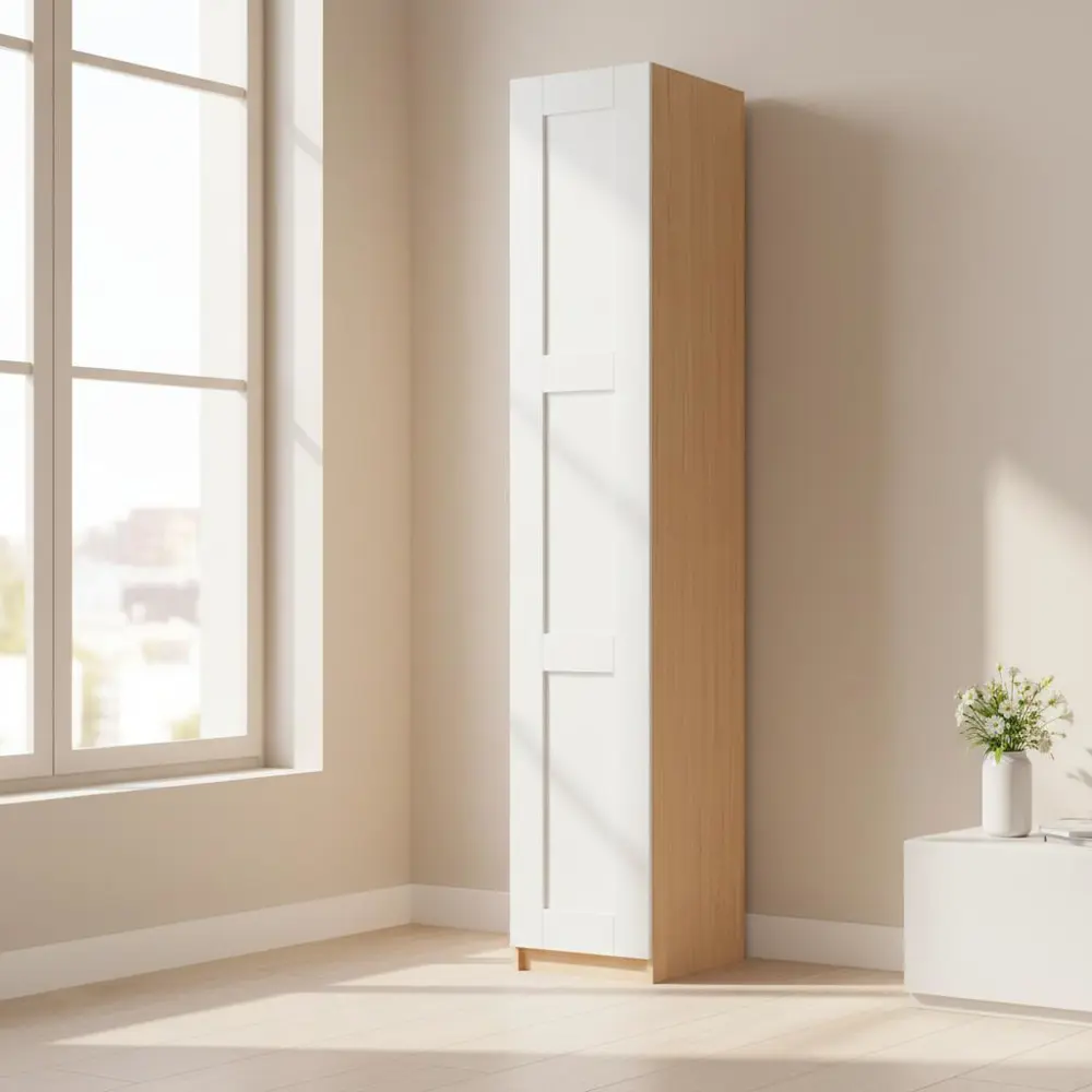 Шкаф распашной Реймс белый с  3 полками и 3 ящиками 40х232,2х54,5 ЛДСП каркас дуб комано Santreyd Лион STLM-2141832