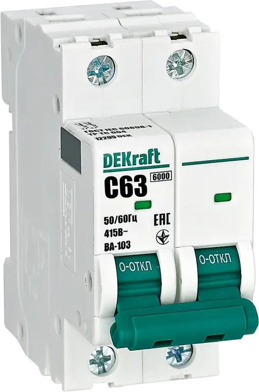 Автоматический выключатель DEKraft ВА-103 2P для надежной защиты сети 84509384