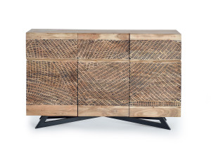 Шкаф из акации с распашными дверцами и ящиками