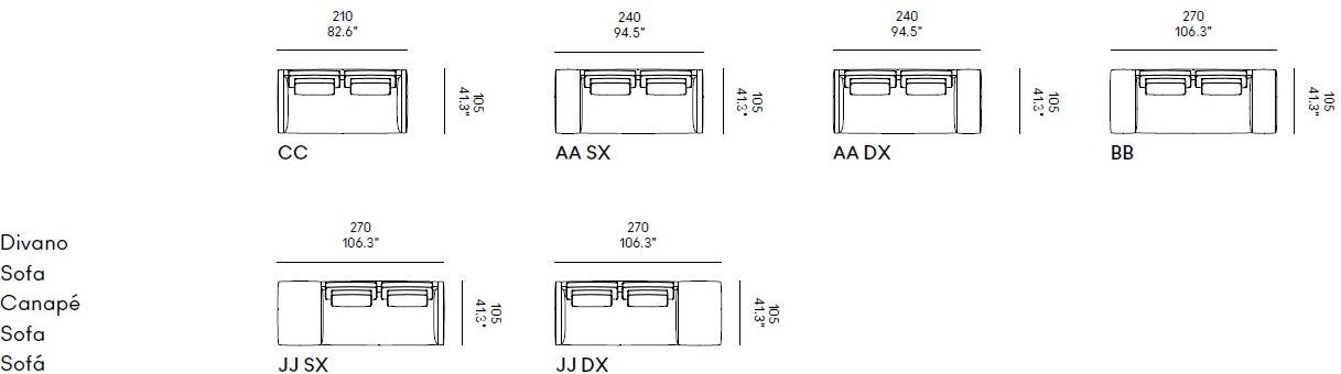 Casamania & Horm 2-х местный диван со съемным чехлом из ткани или кожи Billie sun-id-1479735 - Вид №6
