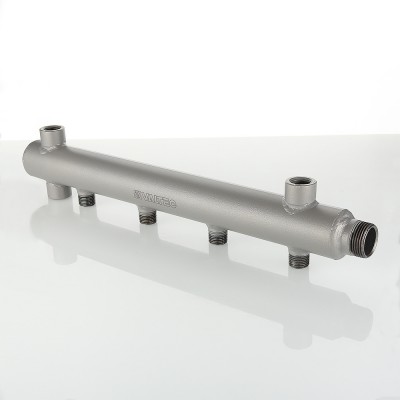 VTc.510.BS.060406 Коллектор из стали с межосевым расстоянием выходов 100 мм Valtec 1", 6 x 1/2"  - Вид №1