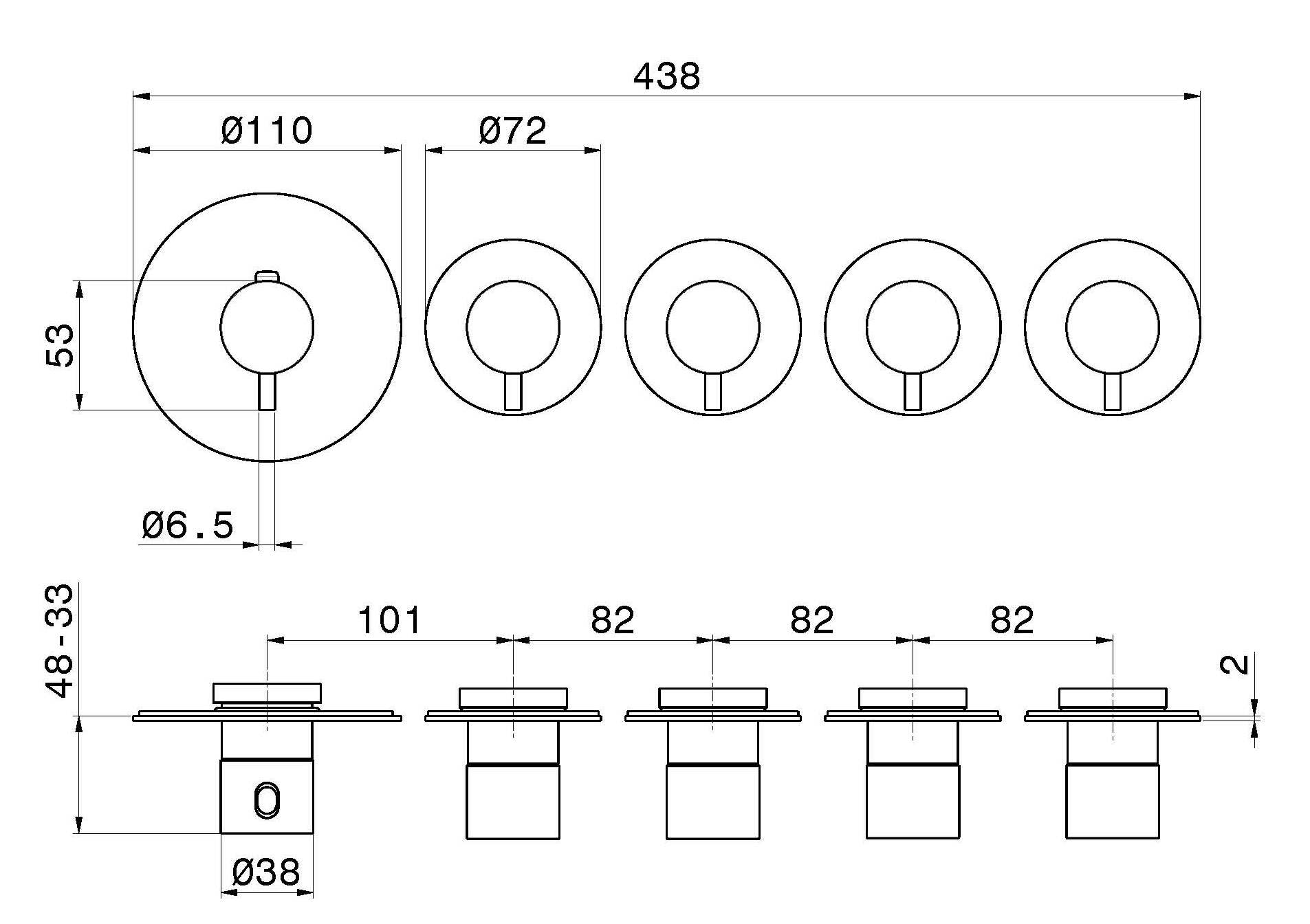 Термостатический смеситель для душа с 5 отверстиями Newform многофункциональные термостаты с 4 выходами ARCH-00114147 - Вид №1
